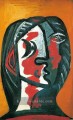 Tete de femme en gris et rouge sur fond ocker 1926 kubistisch